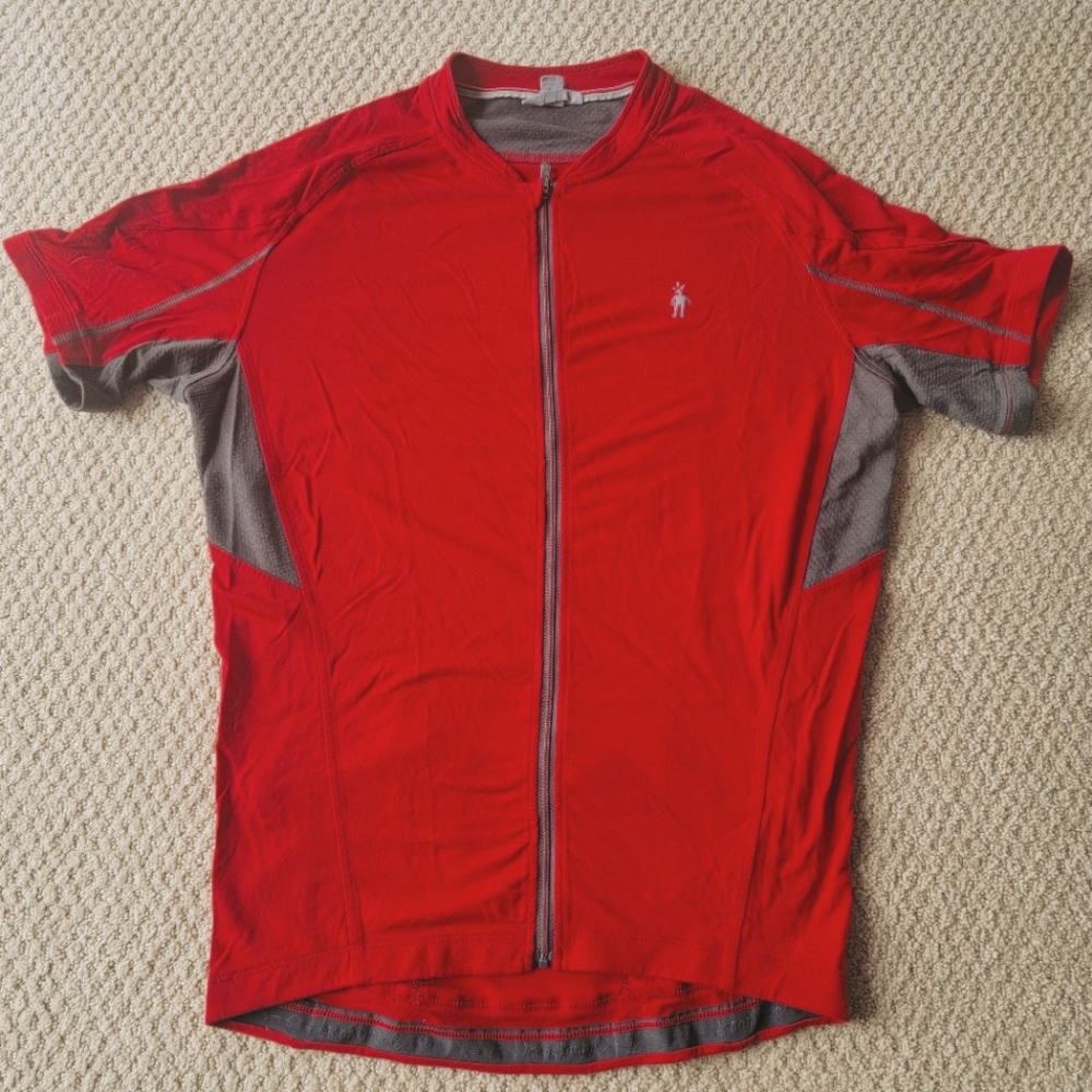 Smartwool Men's Cycling Biking Jersey Size Large Red Grey